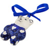 Polish Pottery Teddy Bear Ornament 3&quot; Heart&#039;s Full Of Love