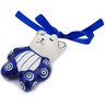 Polish Pottery Teddy Bear Ornament 3&quot; Peacock