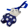 Polish Pottery Teddy Bear Ornament 3&quot; Simple Daisy