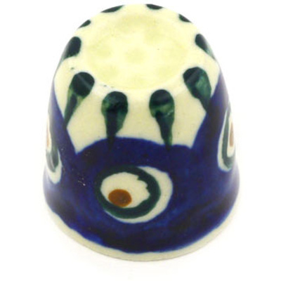Polish Pottery Thimble 1&quot; Blue Peacock