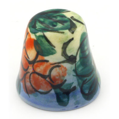 Polish Pottery Thimble 1&quot; Colorful Bouquet UNIKAT
