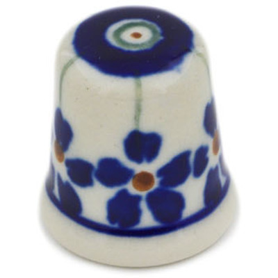 Polish Pottery Thimble 1&quot; Flowering Peacock