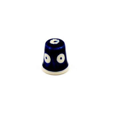 Polish Pottery Thimble 1&quot; Peacock Eyes