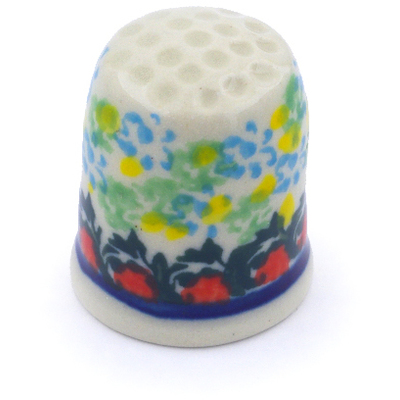 Polish Pottery Thimble 1&quot; Spring Iris UNIKAT