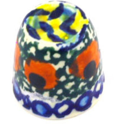 Polish Pottery Thimble 1&quot; Sunshine Bees UNIKAT