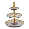 Polish Pottery Tiered Serving Stand 16&quot; Summer Bouquet UNIKAT