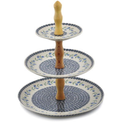 Polish Pottery Tiered Serving Stand 16&quot; Sweet Dreams