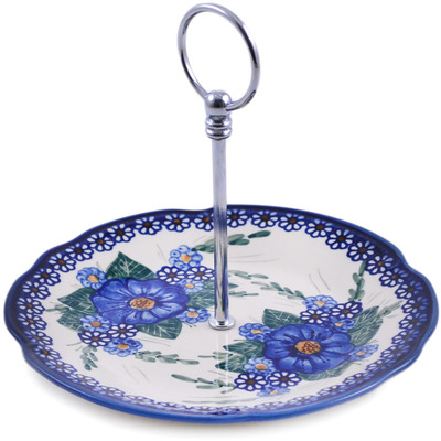 Polish Pottery Tiered Serving Stand 8&quot; Poppy Daisy Spray