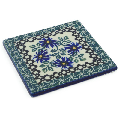 Polish Pottery Tile 4&quot; Blue Chicory