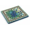 Polish Pottery Tile 4&quot; Blue Violet Garden UNIKAT