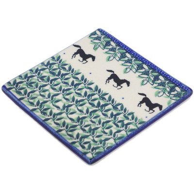Polish Pottery Tile 4" Mustang Forest