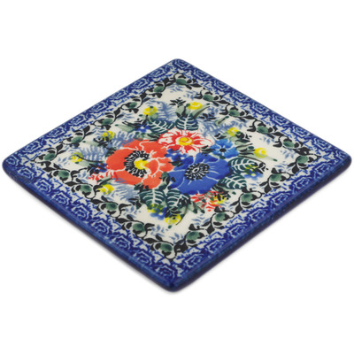 Polish Pottery Tile 4&quot; Touch Of Beauty UNIKAT