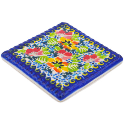 Polish Pottery Tile 5&quot; Spring Is Coming UNIKAT