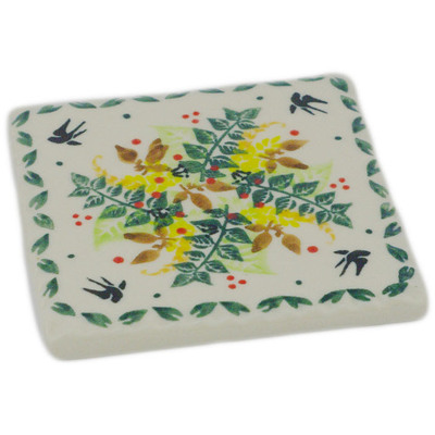 Polish Pottery Tile 5&quot; Sunny Swallow UNIKAT