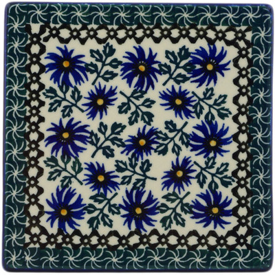 Polish Pottery Tile 6&quot; Blue Chicory