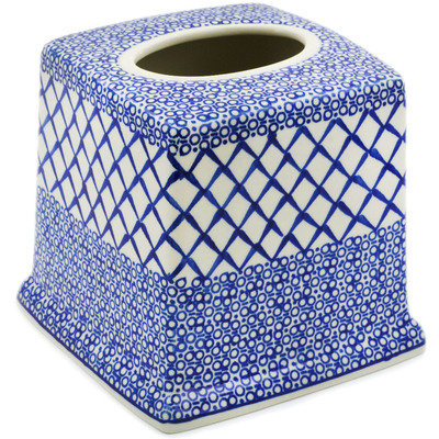 Polish Pottery Tissue Box Cover 6&quot; Chantilly