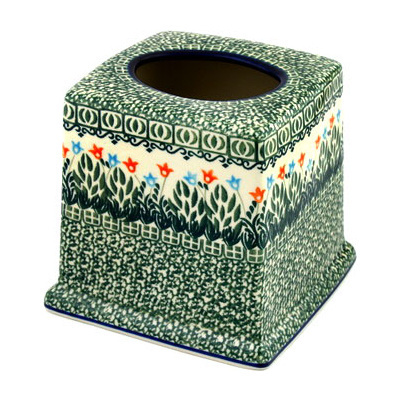 Polish Pottery Tissue Box Cover 6&quot; Dancing Tulips
