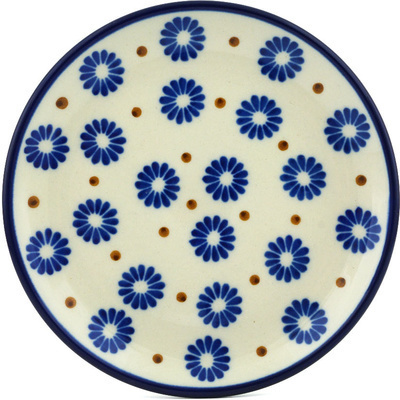 Polish Pottery Toast Plate Aster Polka Dot