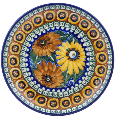 Polish Pottery Toast Plate Autumn Chrysanthemums UNIKAT