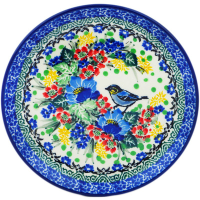 Polish Pottery Toast Plate Blue Bird Solo UNIKAT