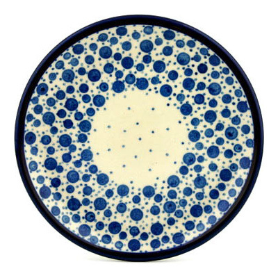 Polish Pottery Toast Plate Blue Bubbles