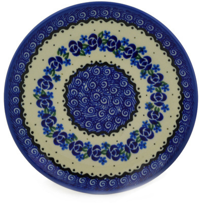 Polish Pottery Toast Plate Blue Bud Sea