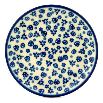 Polish Pottery Toast Plate Blue Confetti