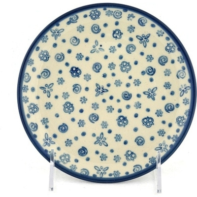 Polish Pottery Toast Plate Blue Confetti