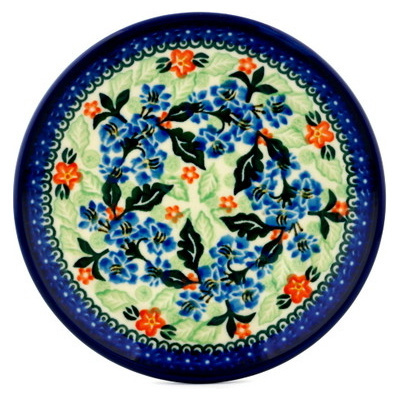 Polish Pottery Toast Plate Blue Daffodil Surprise UNIKAT
