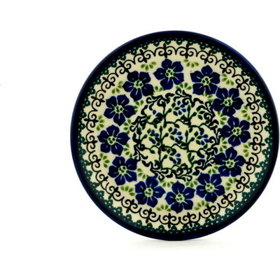 Polish Pottery Toast Plate Blue Dogwood