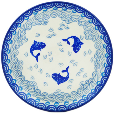 Polish Pottery Toast Plate Blue Herring Waters