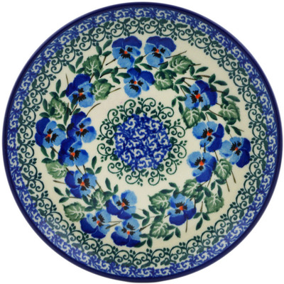 Polish Pottery Toast Plate Blue Pansy