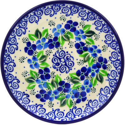 Polish Pottery Toast Plate Blue Phlox