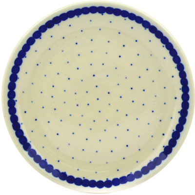 Polish Pottery Toast Plate Blue Polka Dot