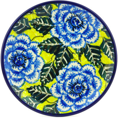 Polish Pottery Toast Plate Blue Spring UNIKAT