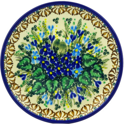 Polish Pottery Toast Plate Blue Violet Garden UNIKAT