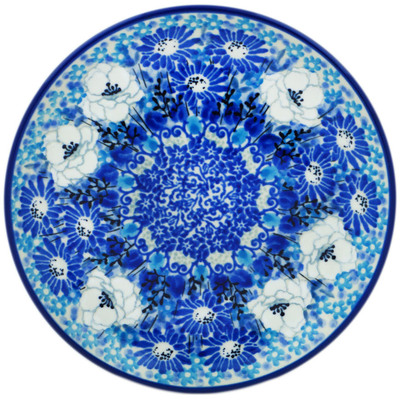 Polish Pottery Toast Plate Blue Wildflower Meadow UNIKAT
