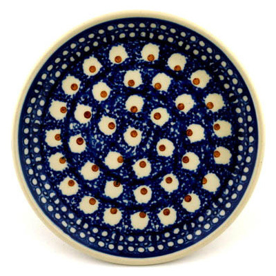Polish Pottery Toast Plate Brown Eyed Peacock