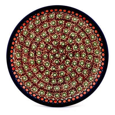 Polish Pottery Toast Plate Brown Polka Dot