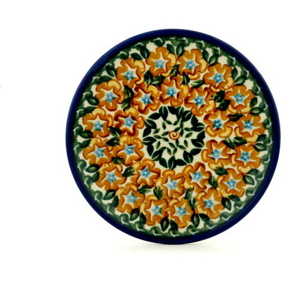 Polish Pottery Toast Plate Brown Starflowers