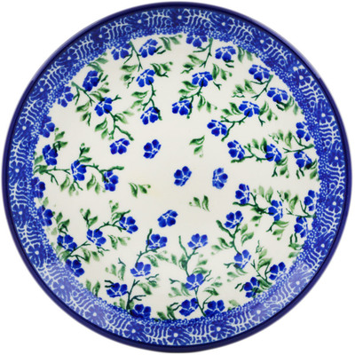 Polish Pottery Toast Plate Cascading Blue Blossoms