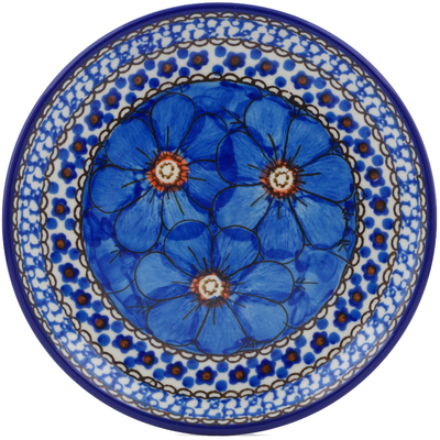 Polish Pottery Toast Plate Cobalt Poppies UNIKAT