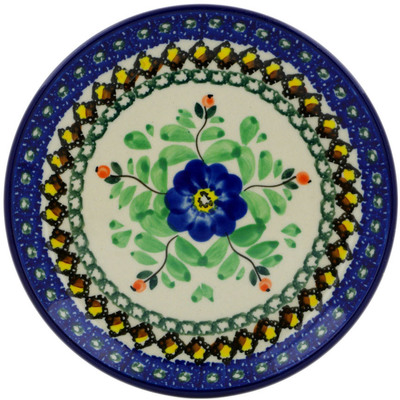 Polish Pottery Toast Plate Cobalt Poppies UNIKAT