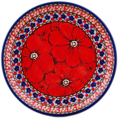 Polish Pottery Toast Plate Crimson Poppies UNIKAT