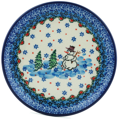 Polish Pottery Toast Plate Dancing Snowman UNIKAT