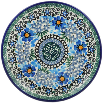 Polish Pottery Toast Plate Emerald Periwinkle UNIKAT