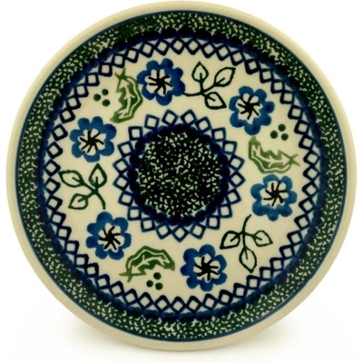 Polish Pottery Toast Plate Feathers And Flowers