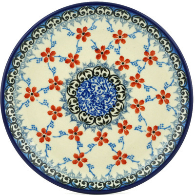 Polish Pottery Toast Plate Floral Lattice