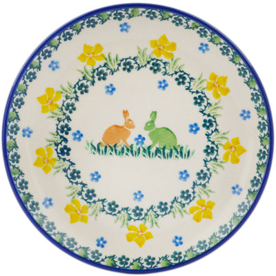 Polish Pottery Toast Plate Happy Hares