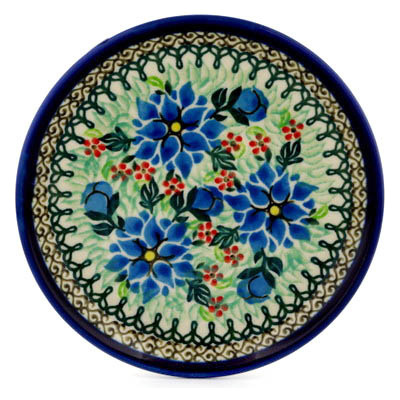 Polish Pottery Toast Plate Midnight Starflower UNIKAT